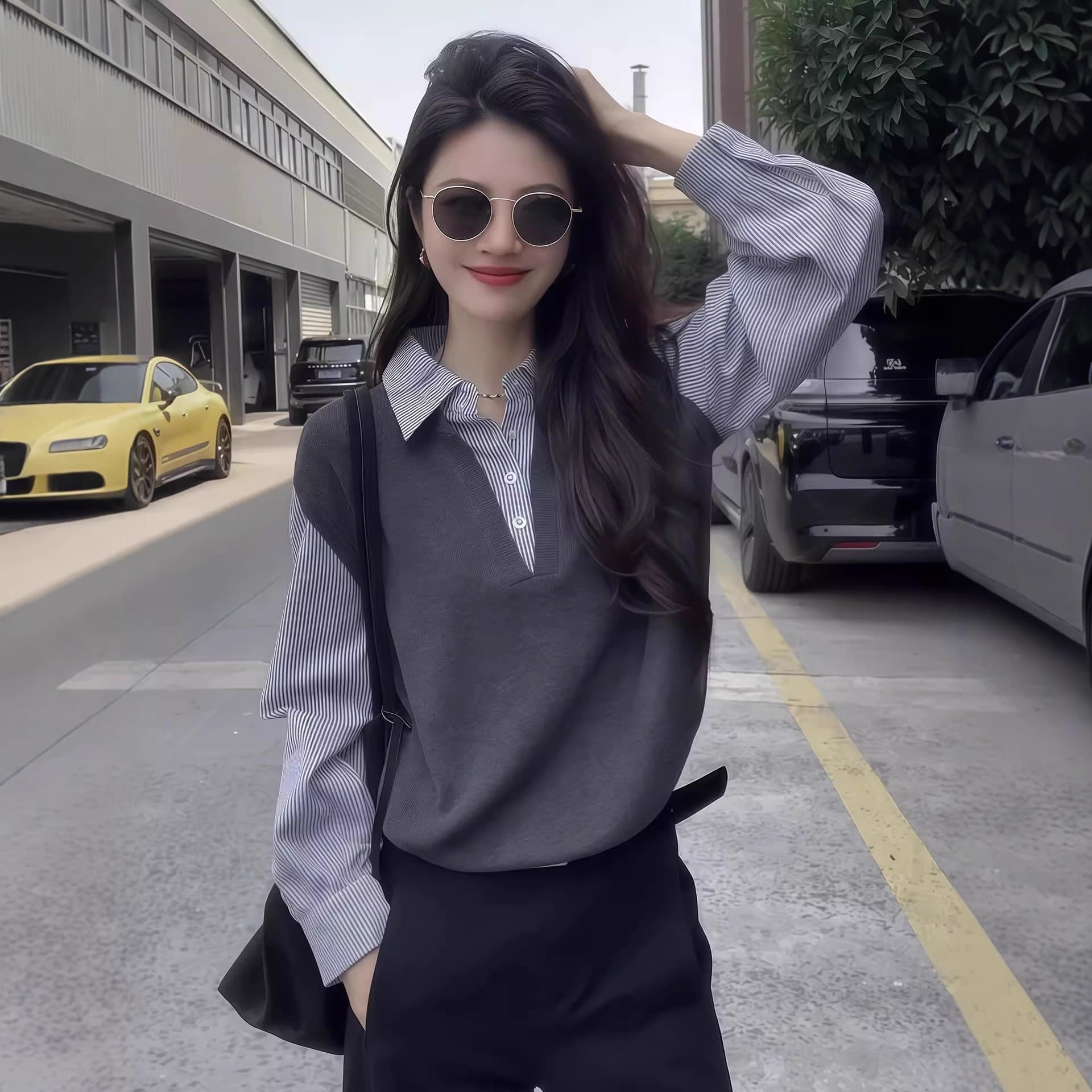 [Andy Velvet Washed] 2025 New Autumn Fake Two-Piece Shirts, High-End and Beautiful Tops for Women