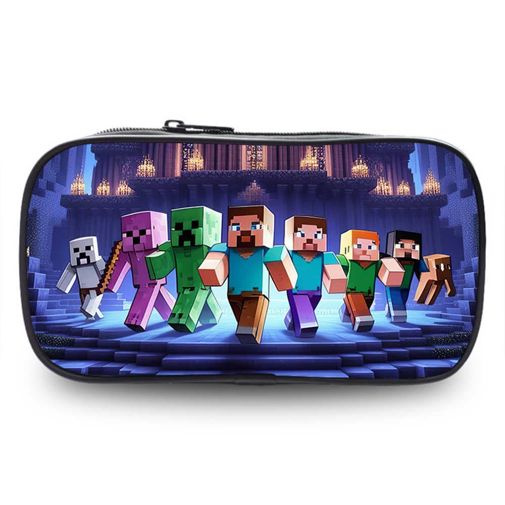 Minecraft Pencil Bag Cartoon Printing Stationery Box Large Capacity Student Pencil Bag