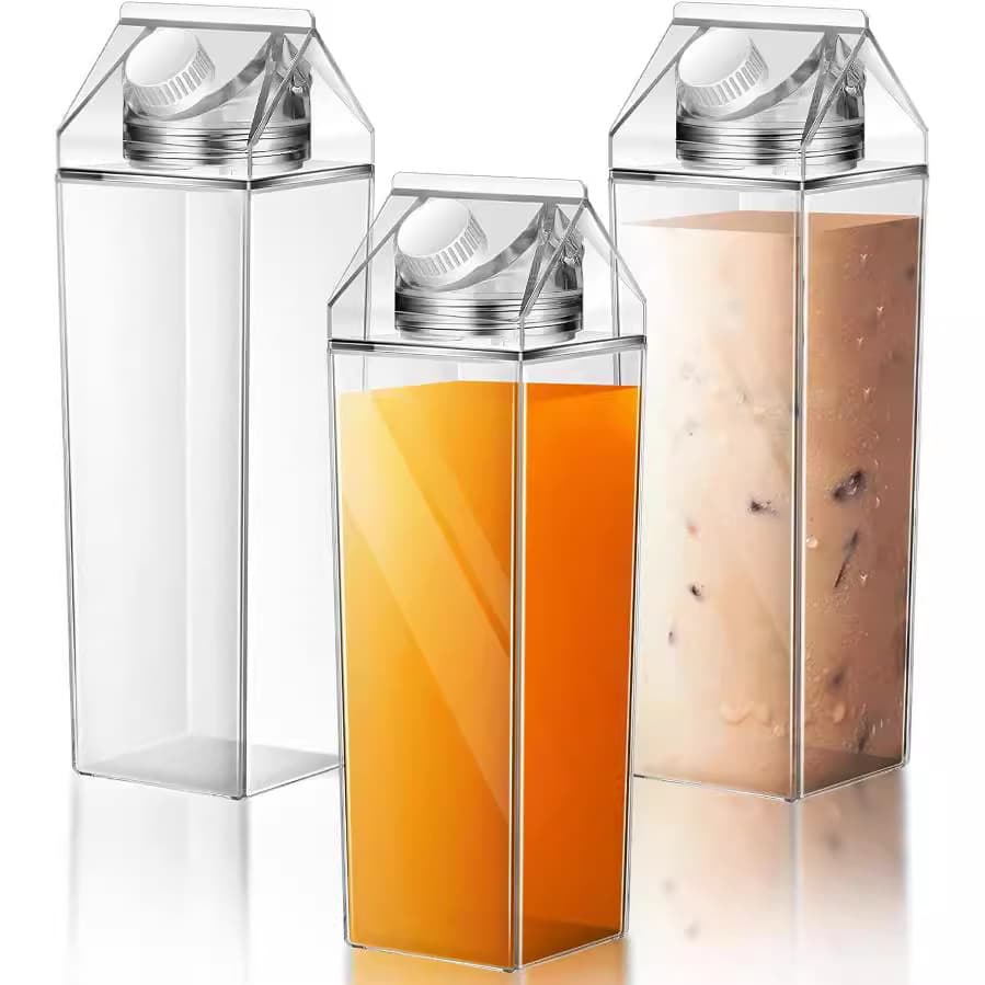 Cross-border hot-selling square milk cup Internet celebrity creative 500ML plastic milk bottle ready for printing logo