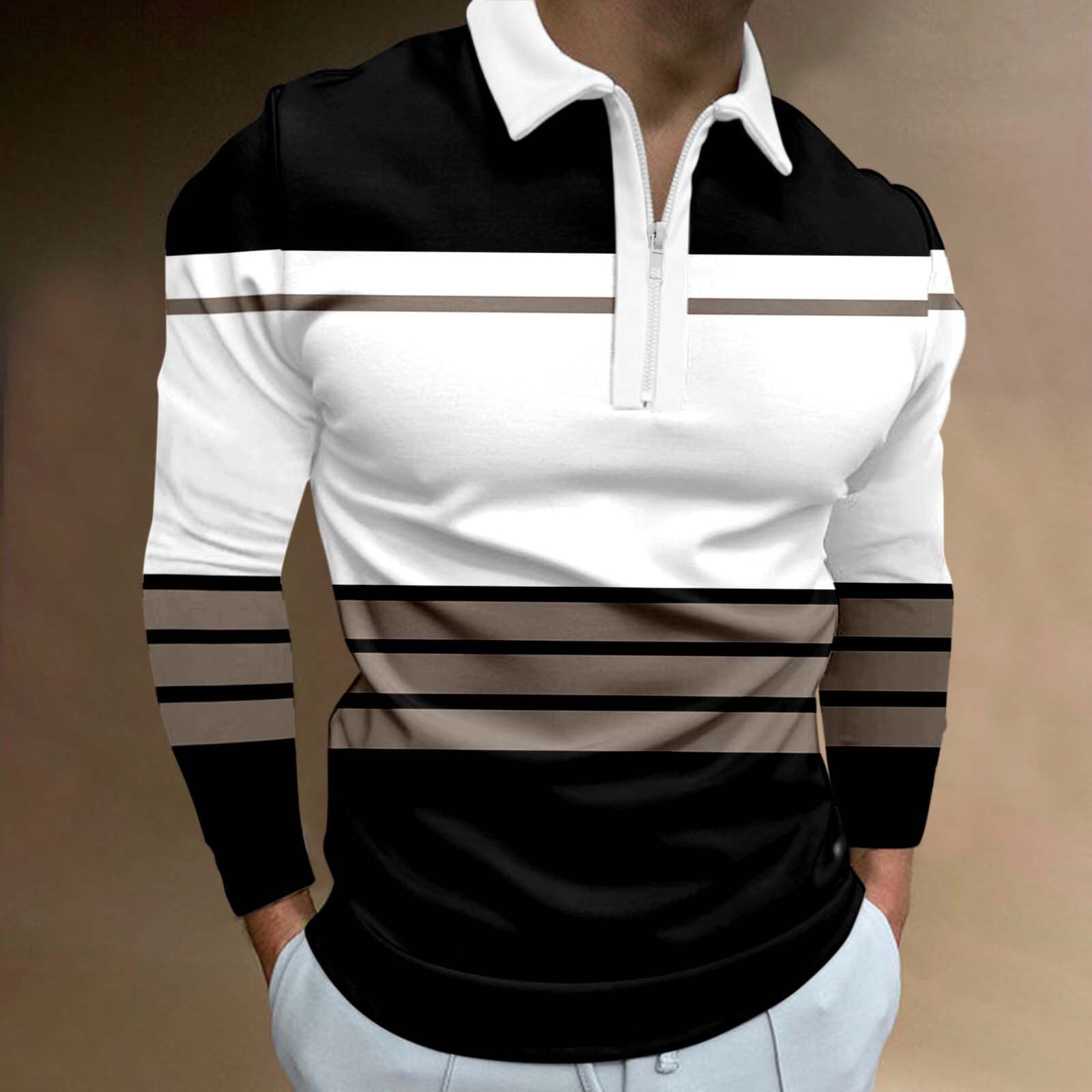 New Men's Classic Striped Polo Shirt Long Sleeve 2023 Spring