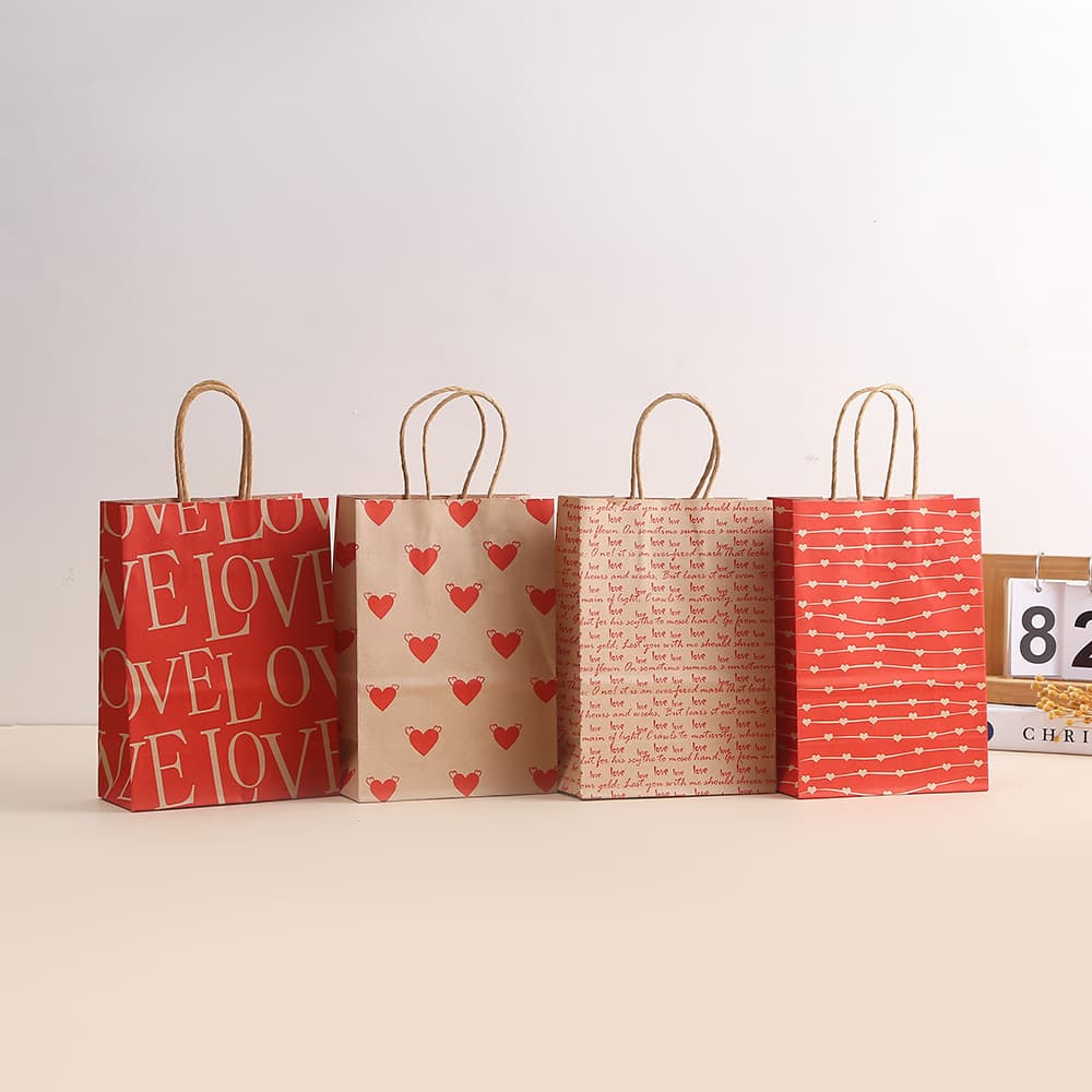 Valentine's Day Love Gift Bag Party Gift Bag Kraft Paper Shopping Packaging Bag Printed Paper Bag Wholesale Tote Bag