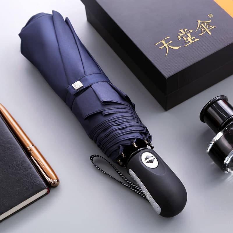 Paradise Umbrella Fully Automatic All-Weather Foldable Sun Protection Business Black Coated UV Resistant Advertising Umbrella with Logo