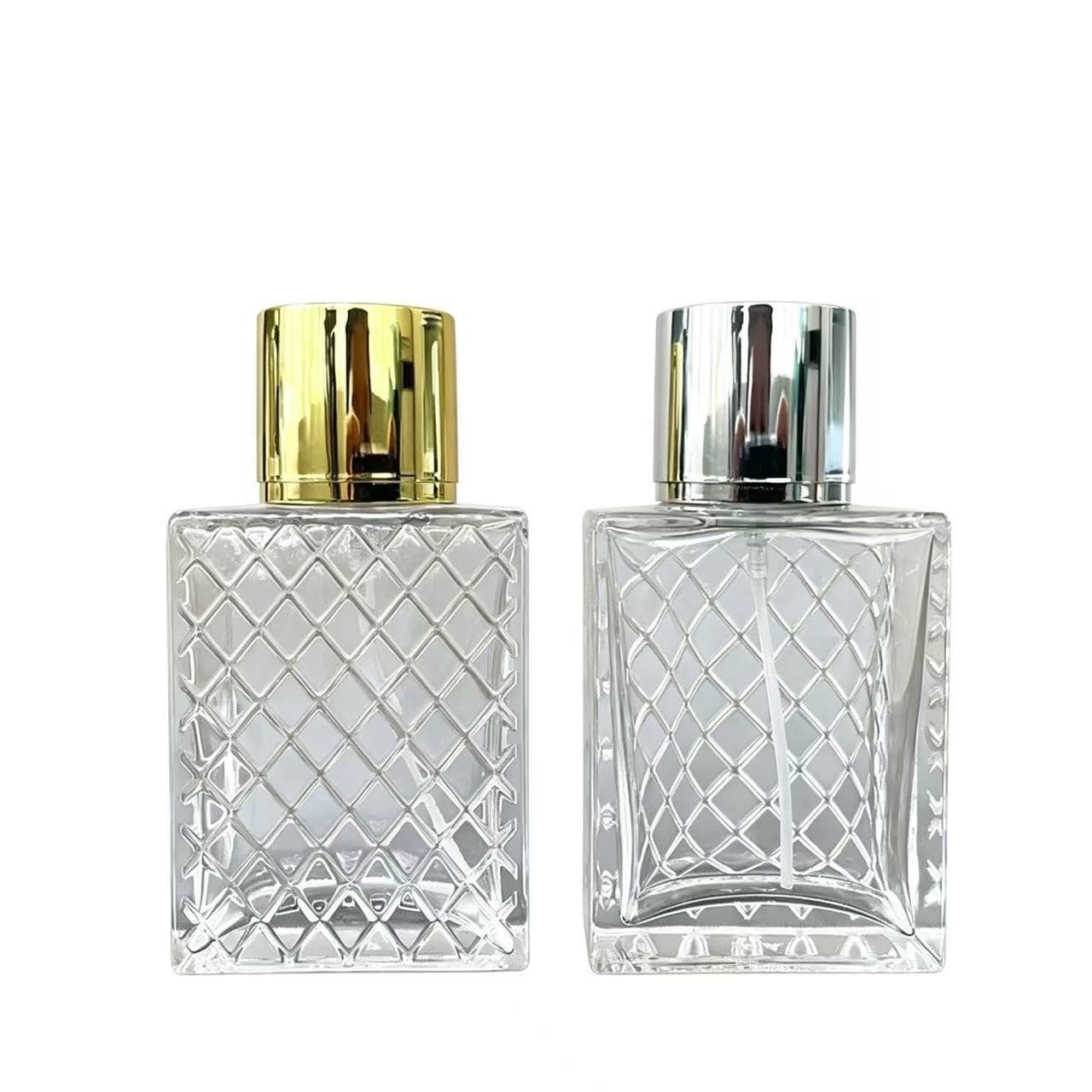 F028-50ML Plaid Perfume Refill Bottle Portable Perfume Empty Bottle Perfume Refiller Glass High-End Perfume Bottle