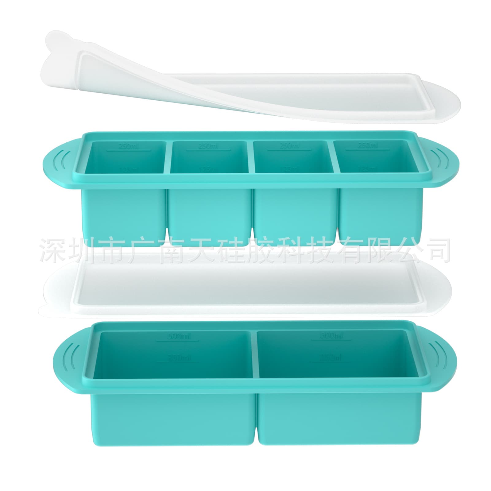Large Capacity Divided Fresh-Keeping Food-Grade Silicone Freezer Soup Ice Cube Tray, Baby Food Broth Baking Mold with Lid