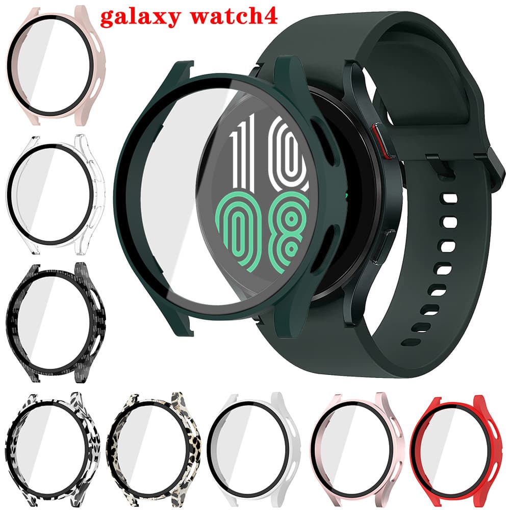 Compatible with Samsung Galaxy Watch4 One-Piece Watch Case 40mm/44mm PC + Tempered Glass Film Watch Protector