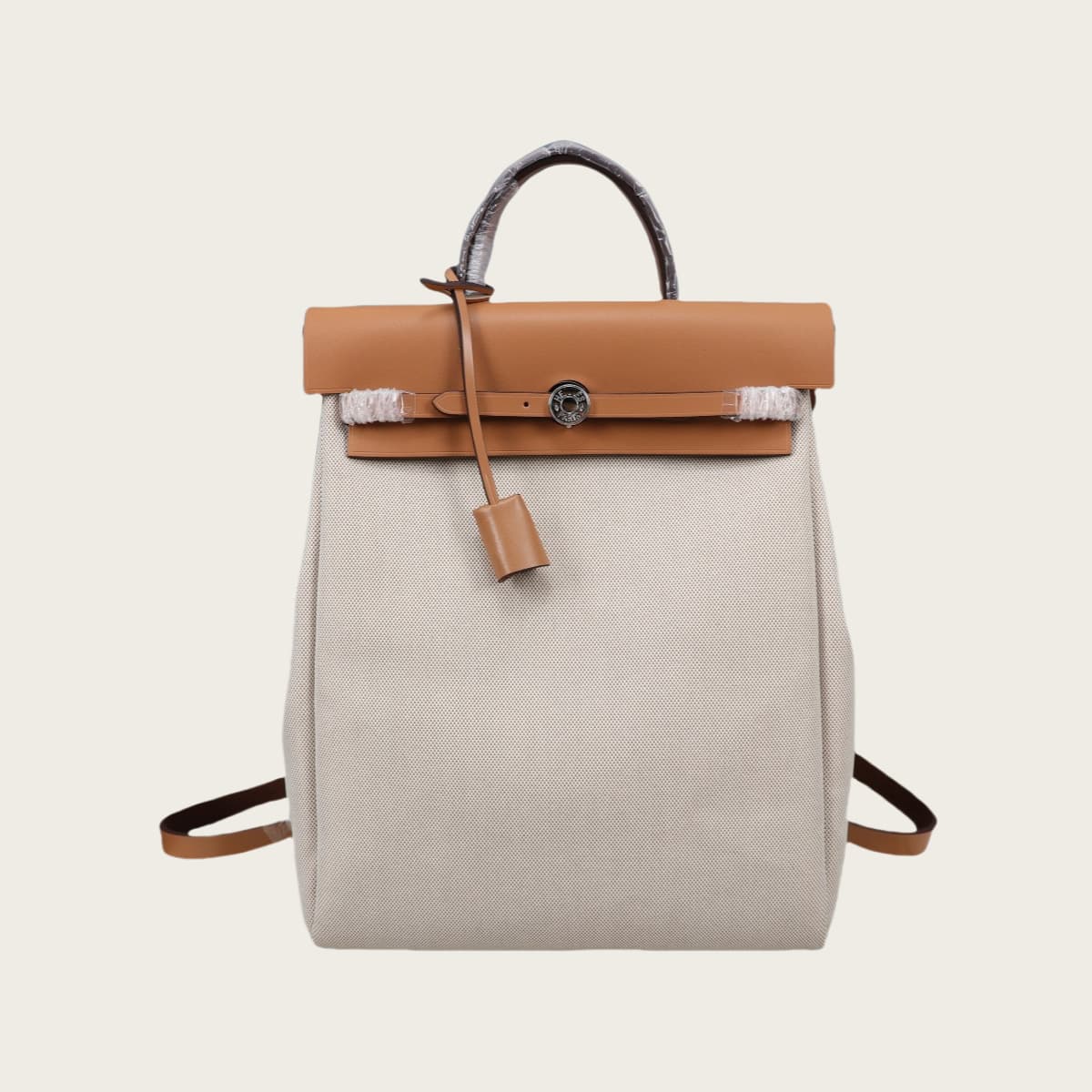 Hjia Steel Hardware Huagewu Canvas Spliced Hunter First Layer Cowhide Herbag Ado Zip Backpack 30