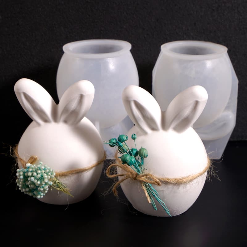 Easter Bunny Mold Rabbit Egg with Folded Ears Rabbit Egg Little Rabbit Head Aromatherapy Candle Plaster Silicone Mold