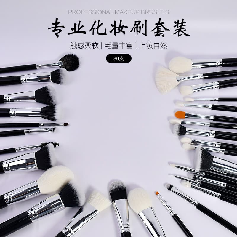 30-Piece Cangzhou Makeup Brush Set Full Kit Concealer Blush Contour Foundation Powder Eyebrow Lip Brush Professional Beauty Tools Set
