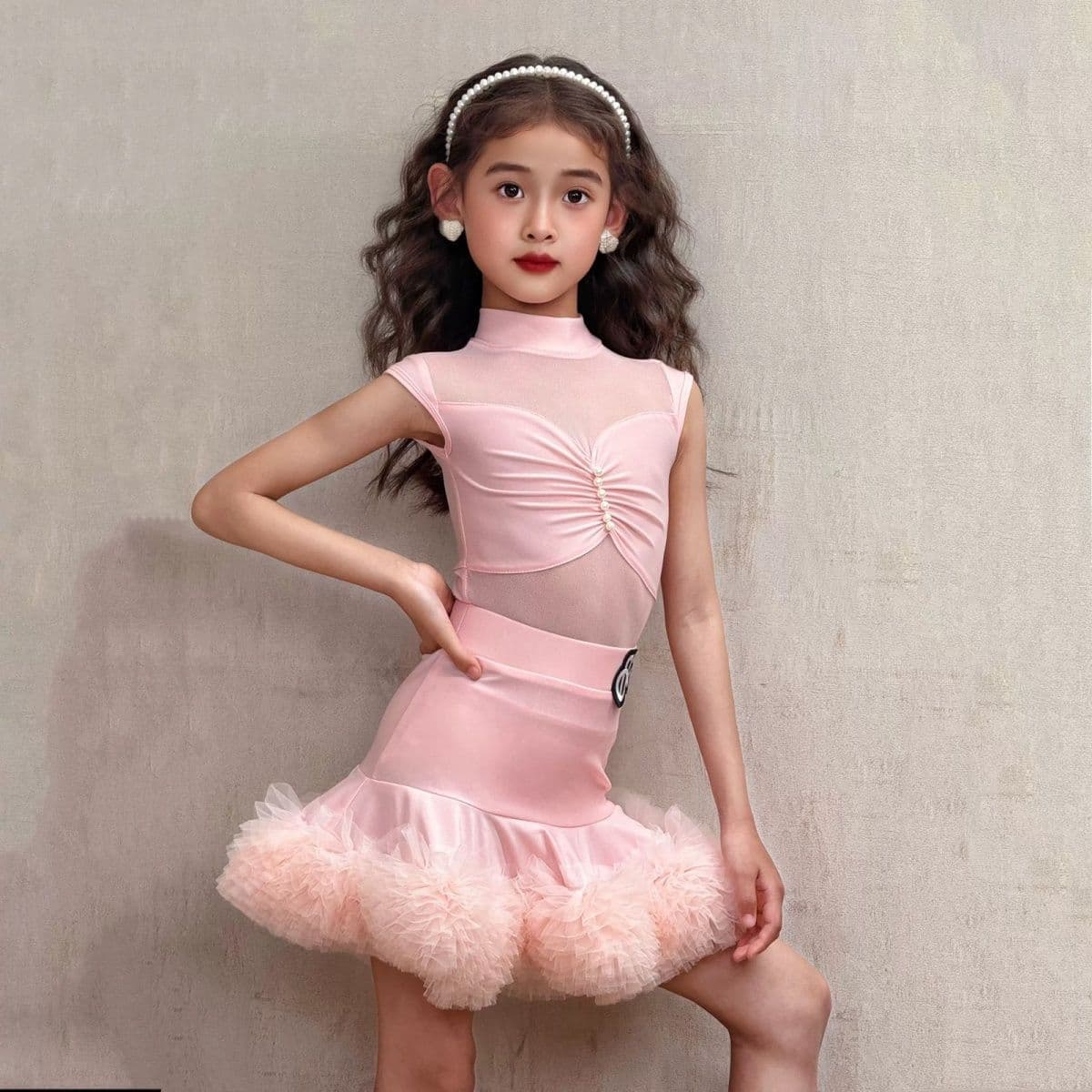 Latin dance clothes for girls 2025 summer new high-end children's practice clothes, class clothes, children's performance clothes sets