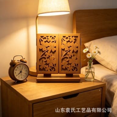 Cross-border Desktop Makeup Mirror with Clover Carving, Foldable Three-Sided, Vintage Practical Dressing Mirror Stand