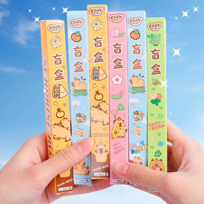 Cute Capybara Mystery Box Gel Pen Surprise Blind Box Pen Learning Stationery Student Prize Black Ink Pen Wholesale