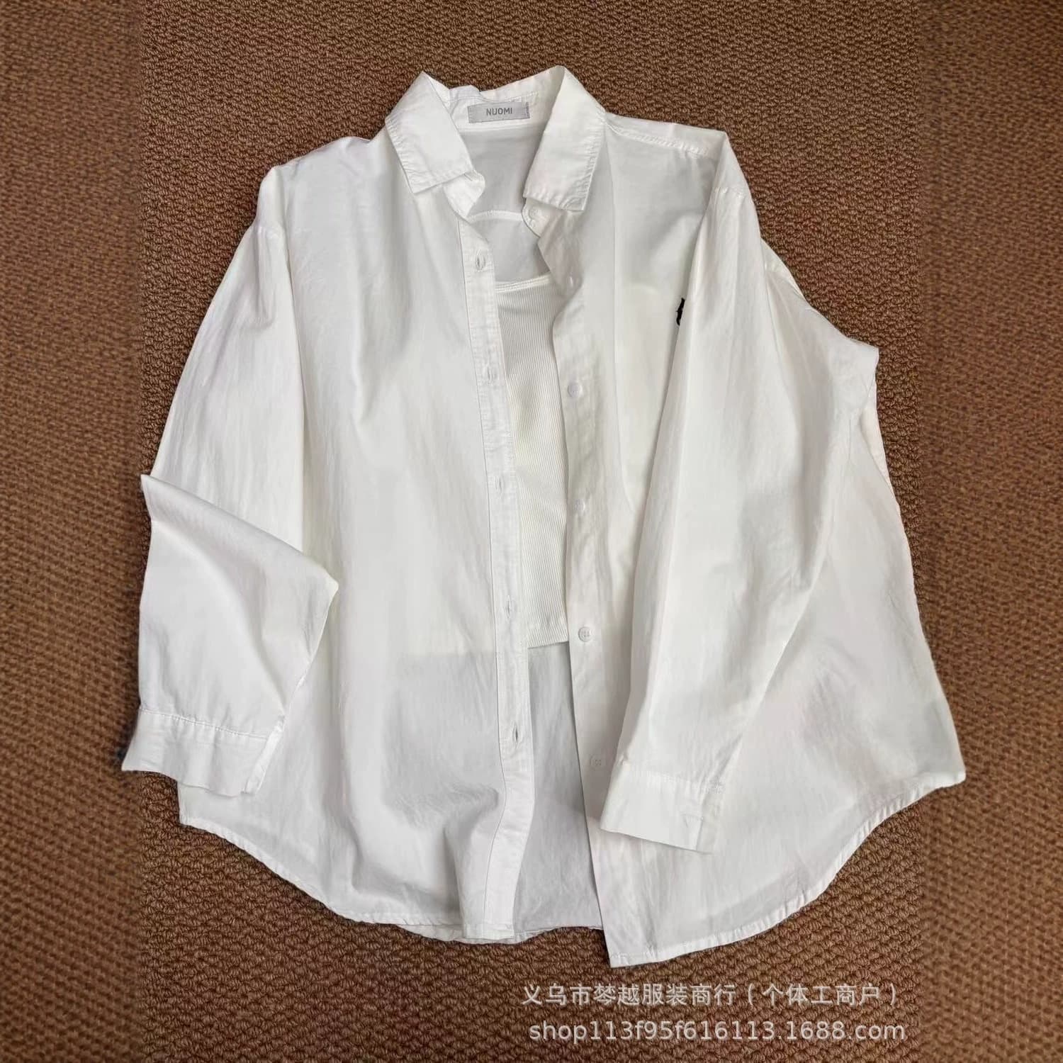 French embroidered white shirt for women spring and summer 2025 new design loose long-sleeved top casual jacket