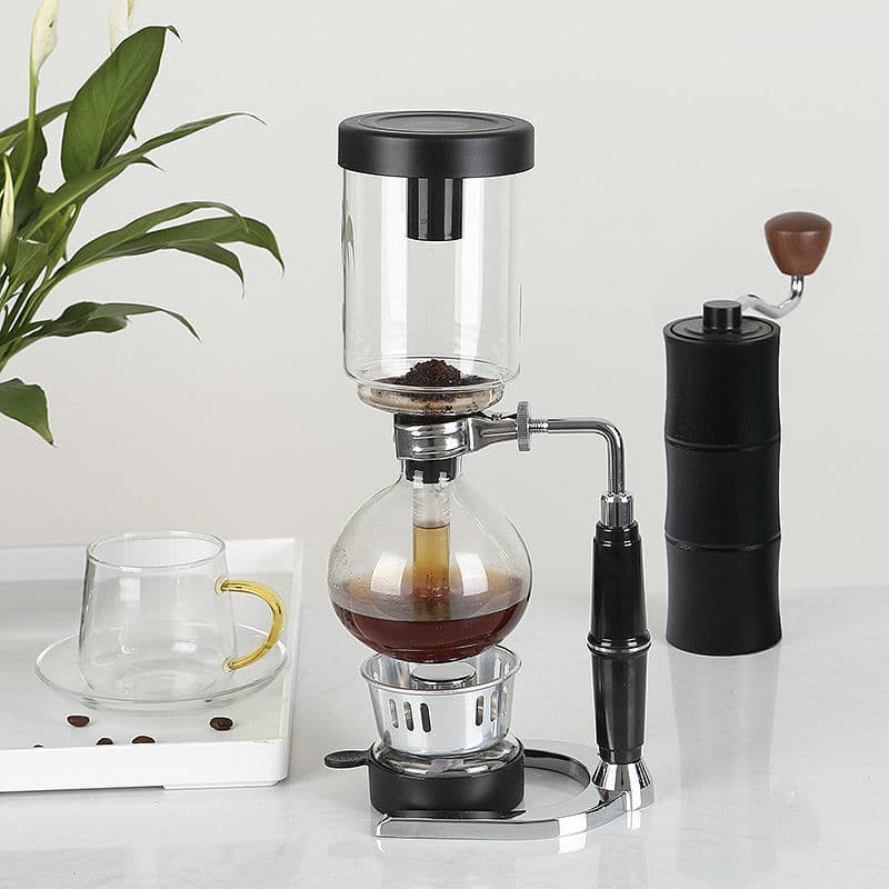 Siphon Coffee Pot, Siphon Coffee Maker, Manual Coffee Brewing Set, Glass Top and Bottom Pots, Complete Set of Accessories