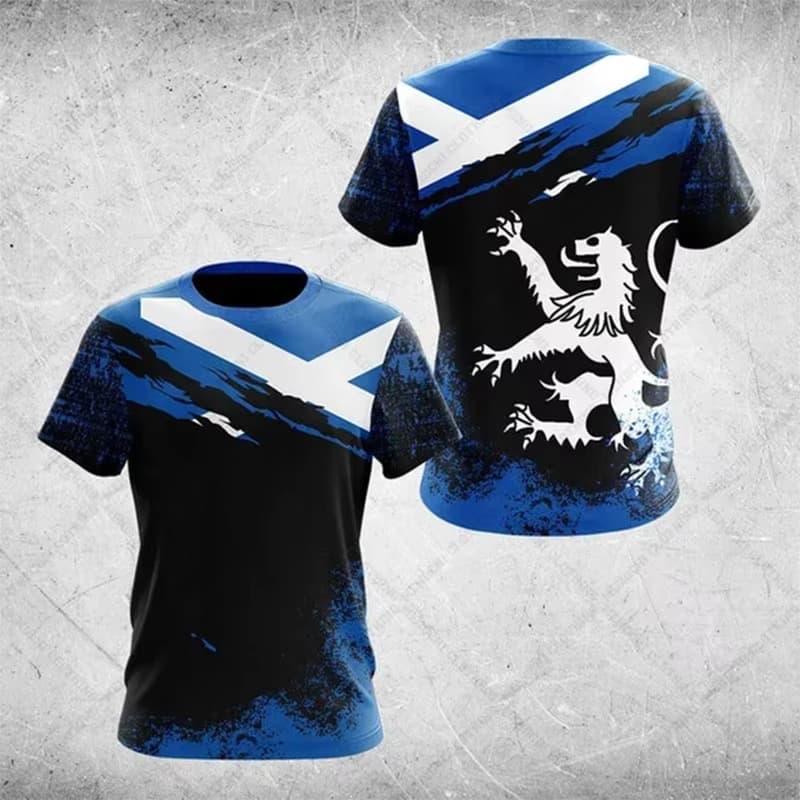 Scotland Flag Men's T-Shirt 3D Printed National Emblem Top Short Sleeve O-Neck Sportswear T-Shirt Men's Short Sleeve