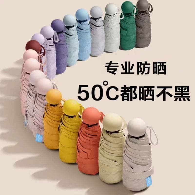 Five-Fold Mini Compact Portable Women's Dual-Use Sun Protection UV Blocking Sun Umbrella Pocket Capsule Advertising Umbrella