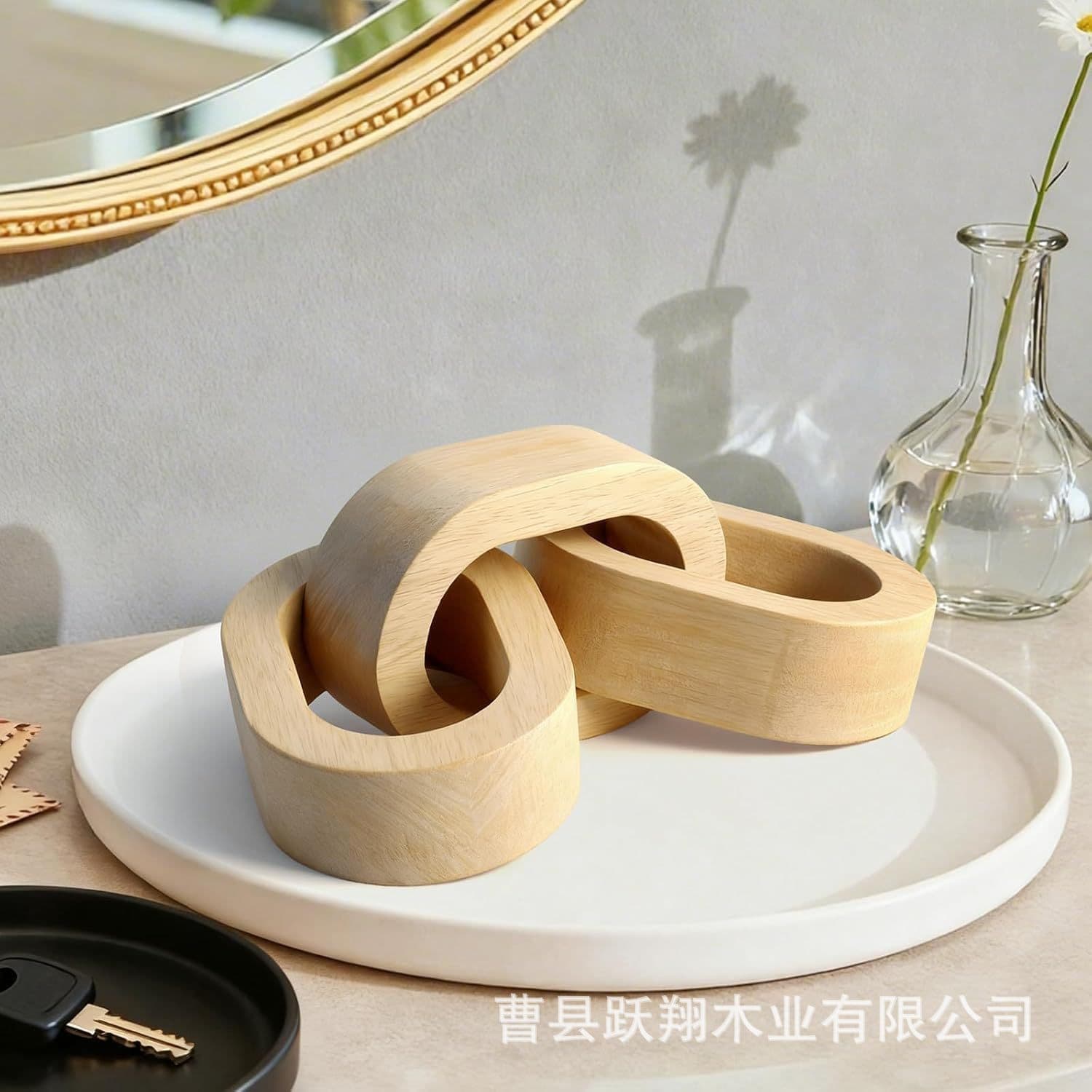 Cross-border Wooden New Bohemian Guesthouse Decoration Wooden Chain Three-Ring Wood Chain Wooden Craft