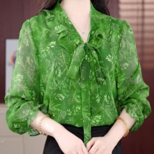 2025 New Style Chiffon Blouse for Middle-Aged and Elderly Mothers - Trendy and Stylish Top with Flowy Ribbons, Perfect for Elegant and Sophisticated Women