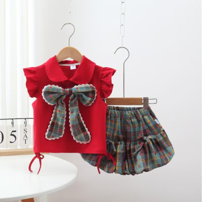 Girls summer skirt set dopamine summer wear children's bud skirt two-piece set