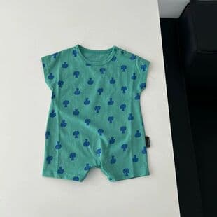 Pure cotton summer new baby bodysuit cartoon cute mushroom print infant vest fashionable new baby clothes