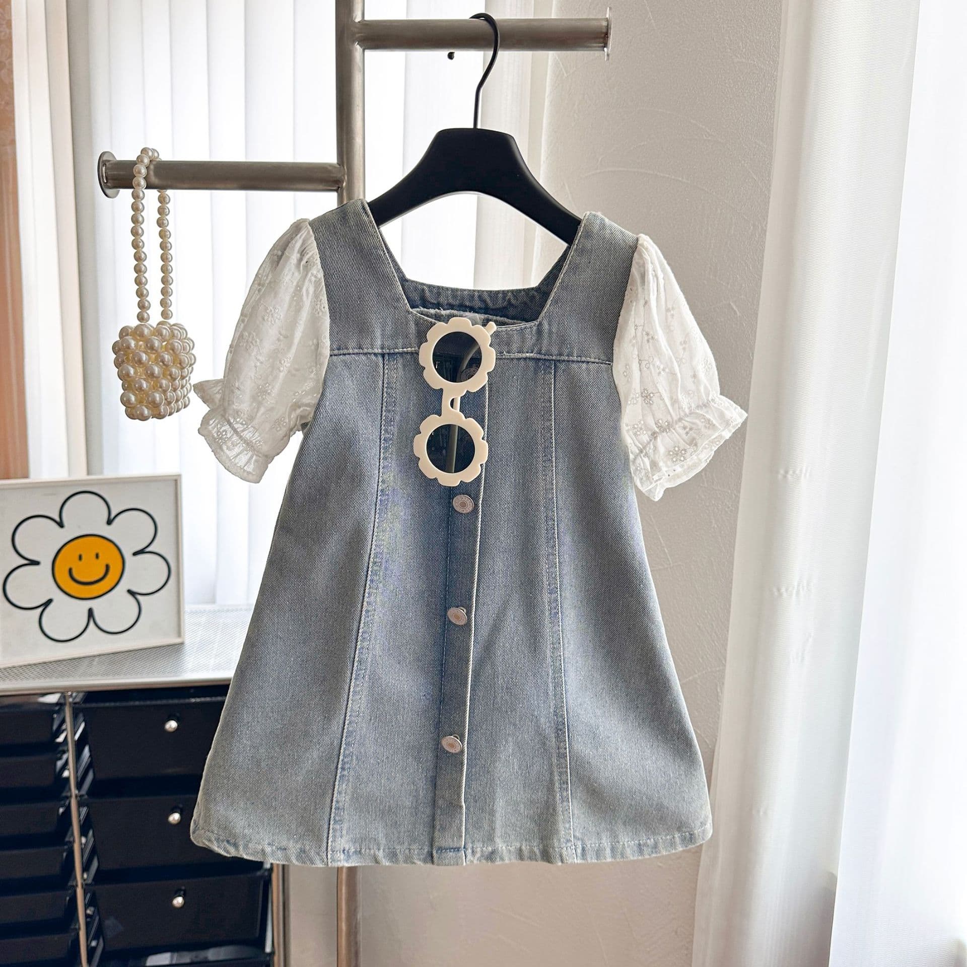 6126 Summer Girls Dress New Korean Style Solid Color Suspenders Denim Skirt Trendy Children Dress