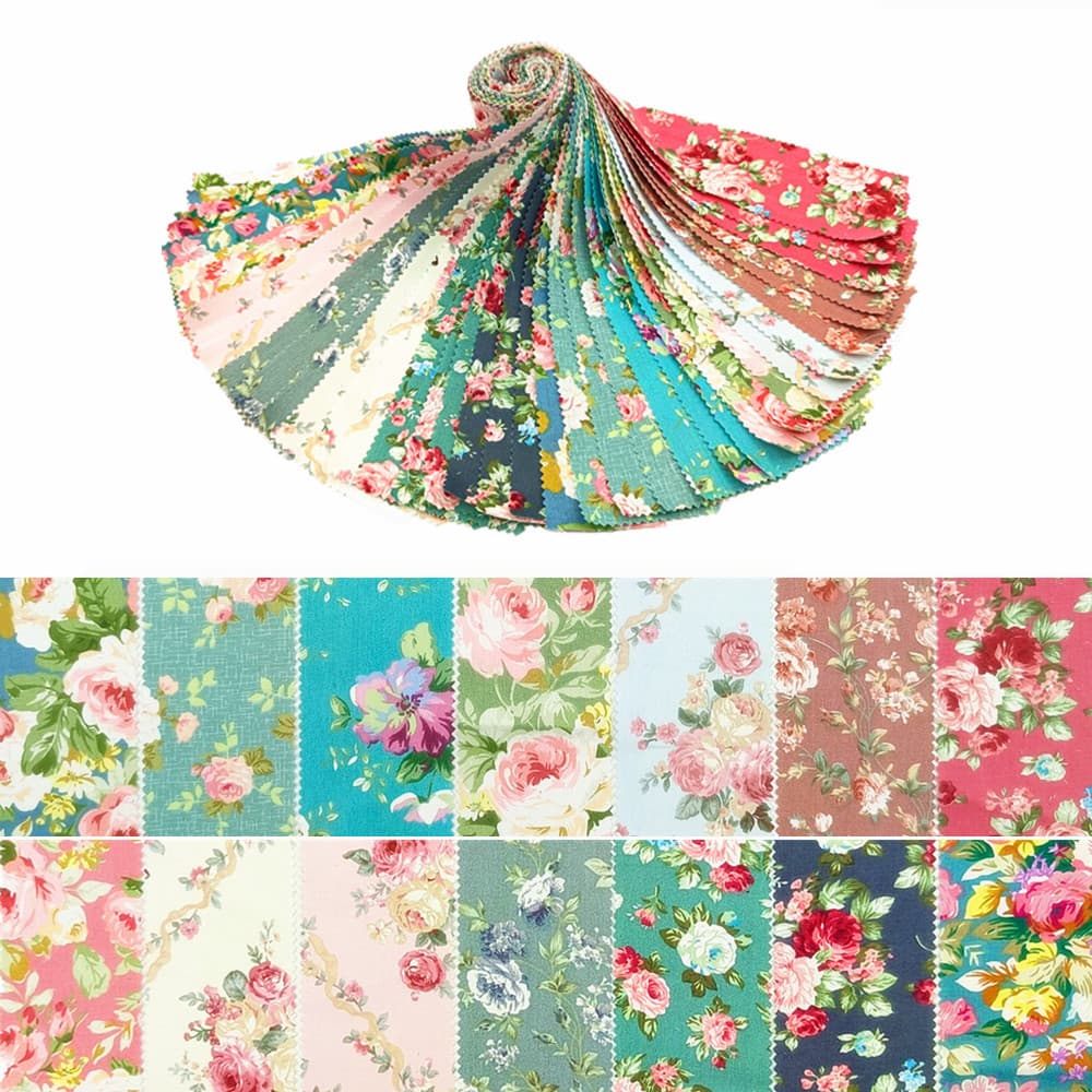 42-piece floral cross-border foreign trade quilted patchwork fabric strips, patchwork quilt fabric strip material kit