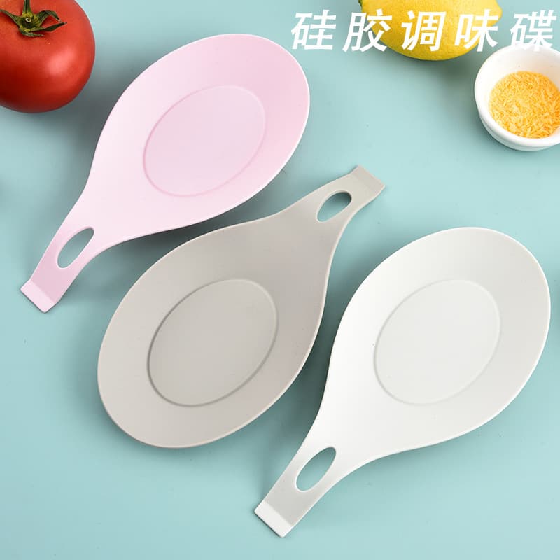 Creative Silicone Seasoning Dish Soy Sauce Dish Silicone Kitchen Utensil Pad Spoon Rest Spoon Holder Mat Spoon Rest