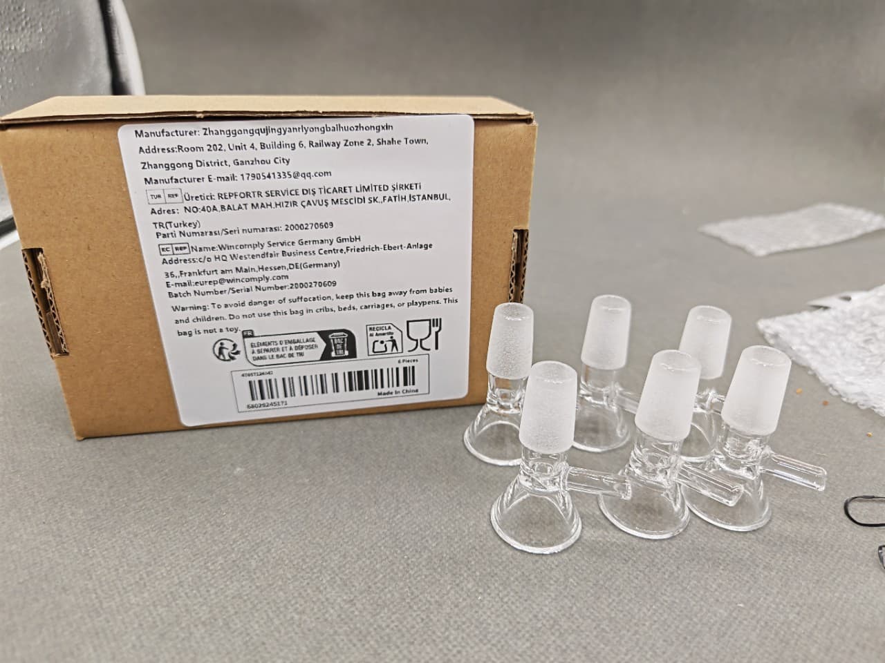 Export American Style Glass Water Pipe with 14mm Glass Bowl Set Borosilicate Glass Smoking Pipe