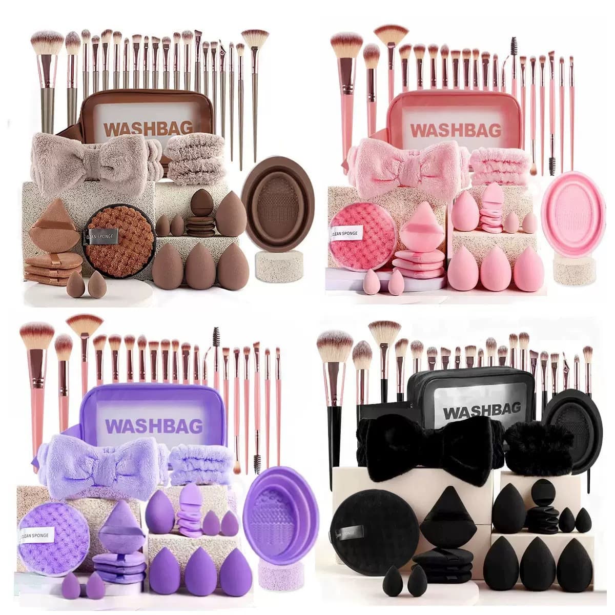 Cross-border Best-selling Makeup Brush Set 20pcs 40pcs 42pcs 56pcs with Beauty Blender Sponge Combo