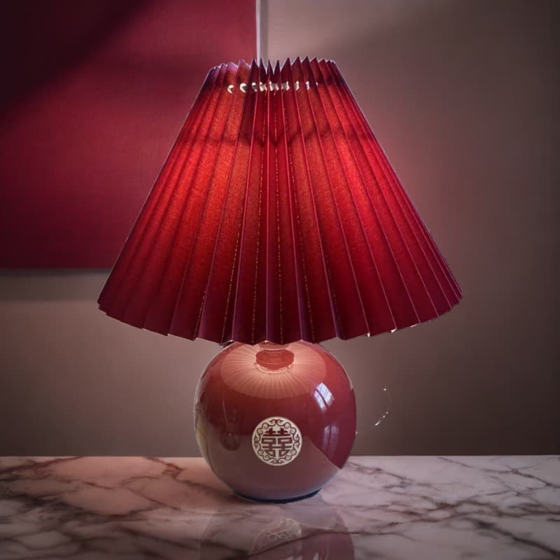 Romantic Bedroom Red Ever-Bright Lamp for Wedding, Creative Dimmable Bedside Table Lamp as Bride's Dowry, Innovative Home Decor