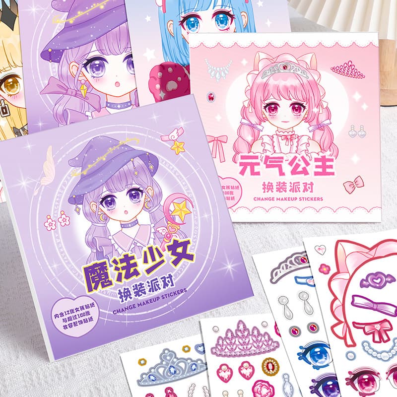 Princess Stickers Cartoon Children's Educational Toys Beautiful Girl Dress-Up Handmade Scrapbooking Materials Art Crafts