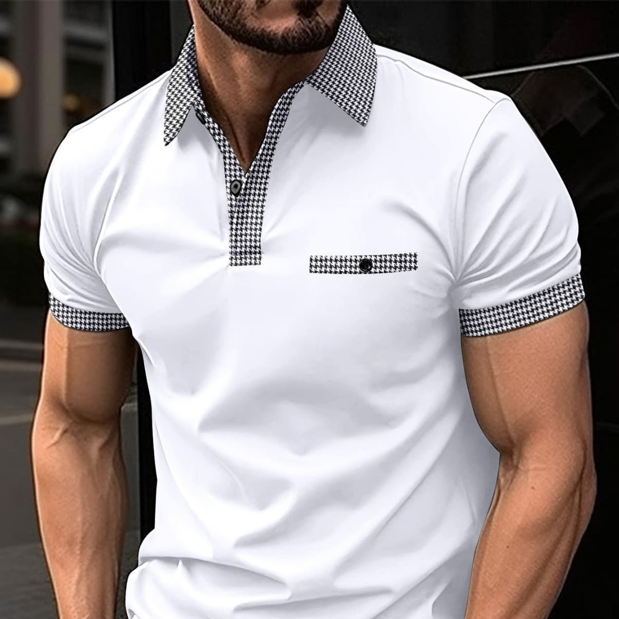 European and American Cross-Border Summer AliExpress Amazon Men's Short Sleeve Polo Shirt Button Contrast Color Men's Sports Polo Shirt