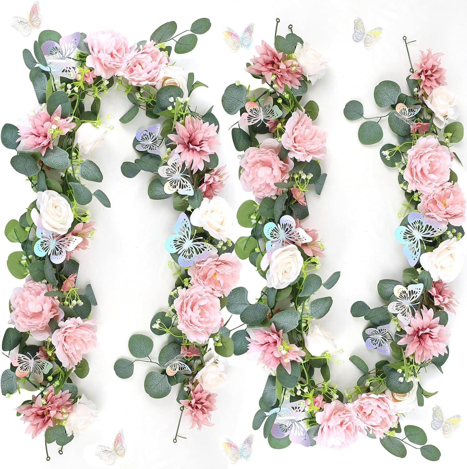 Artificial Flower Vine Fake Rose Vine for Air Conditioning Pipe Decoration Home Living Room Decor