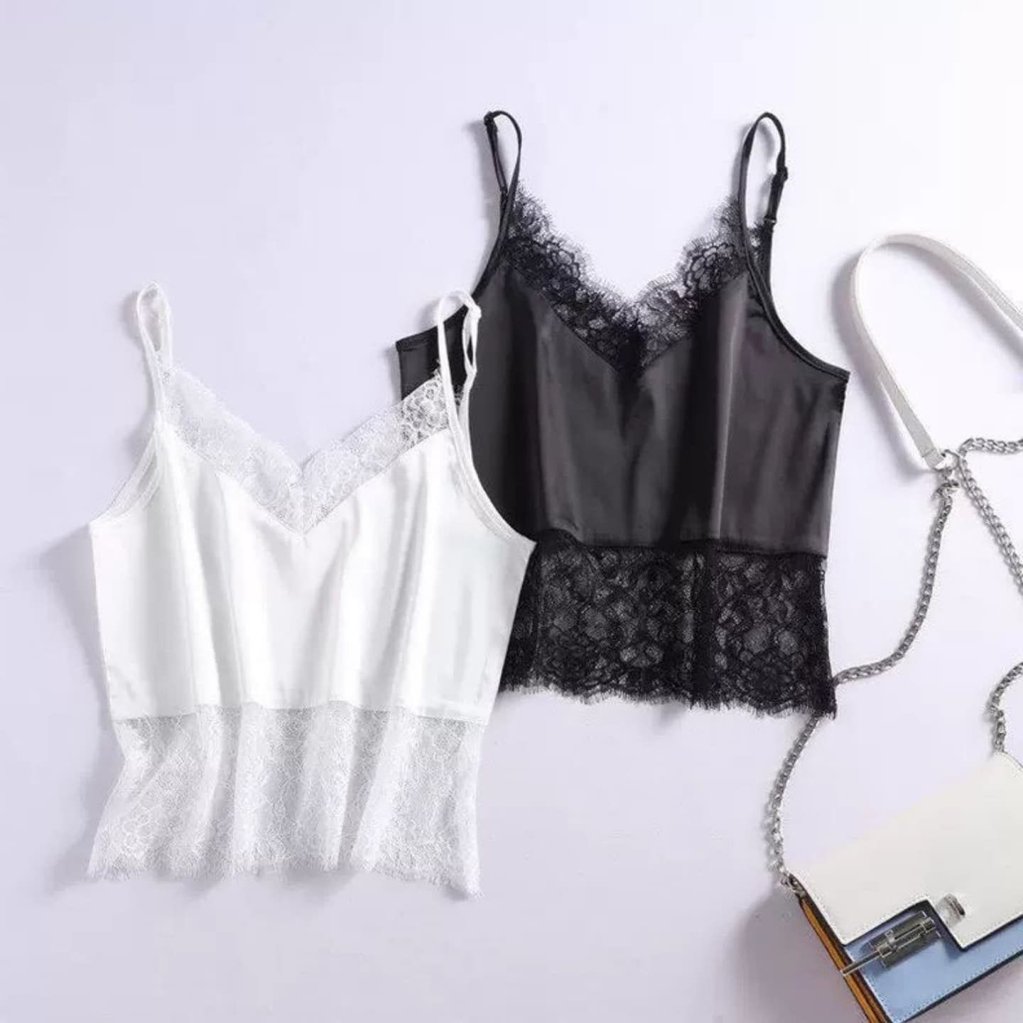 Korean Style Plus Size 300lbs Ice Silk Lace Trim Camisole, Extra Large, Versatile Fashionable Slimming V-Neck Sleeveless Vest