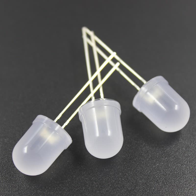 10MM round head with rim frosted red light long legs