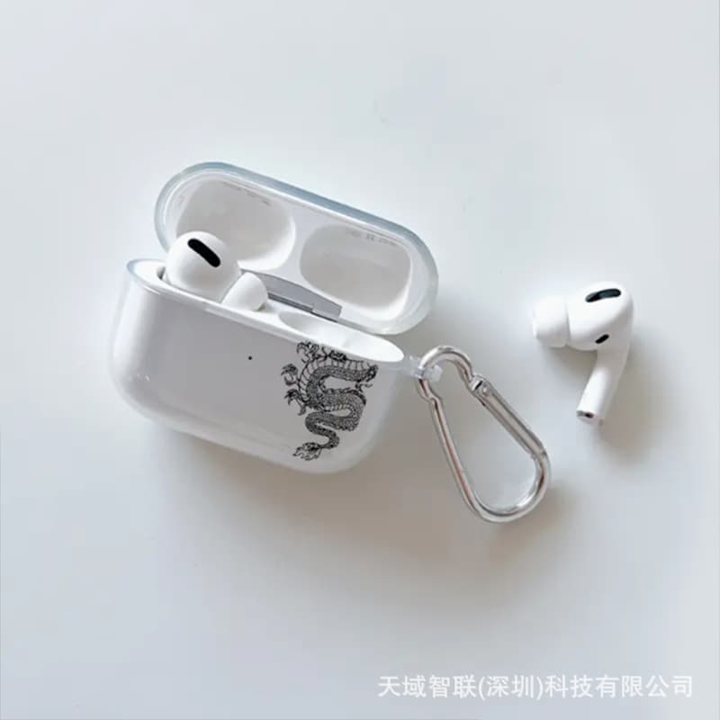 Cross-border White Dragon Pattern AirPods 1/2/3/4 Gen Apple Earphone Case Pro/Pro2 Bluetooth Headphone Shell