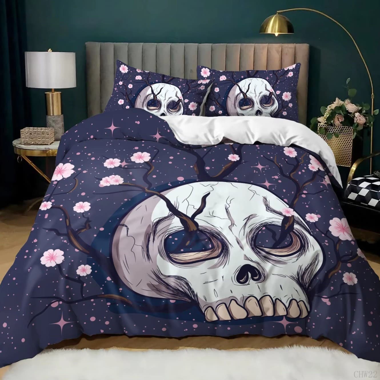 Cross-border Amazon hot selling skull duvet cover set bedding set quilt cover three-piece direct sales