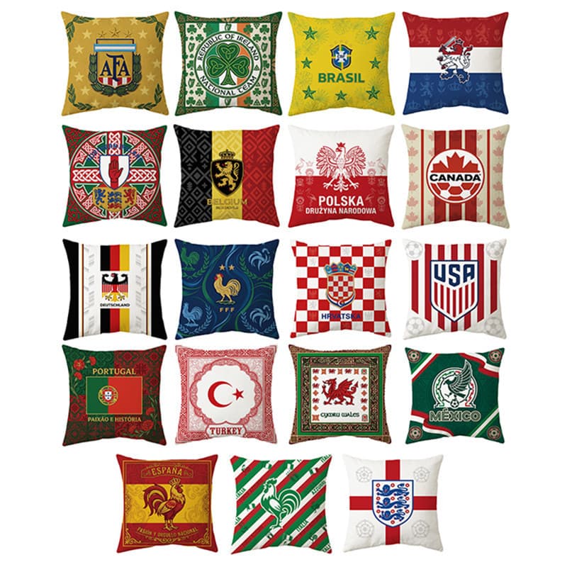 2026 United States, Canada and Mexico World Cup Flag Team Logo Pillow Cover Customized Linen Cushion Cover Fans Peripheral Pillow