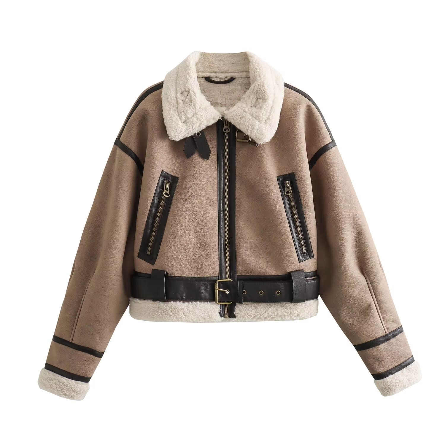 AliExpress INS New Fall/Winter Bestseller Women's Double-Sided Short Collared Long-Sleeve Jacket Coat