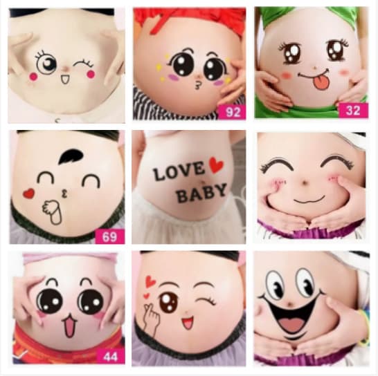 Pregnancy Belly Stickers for Photo Shoot, Maternity Belly Decals, Belly Art Stickers for Studio Photography Props