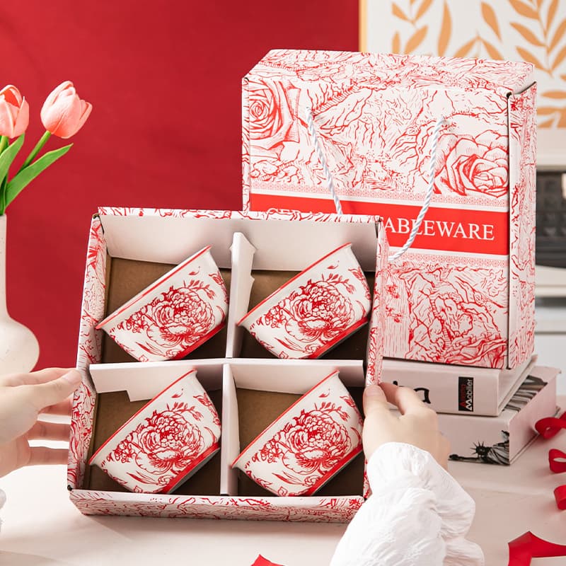 Gift Bowl Set Ceramic Tableware Bowls and Chopsticks Set for Sales Meetings, Store Openings, Business Gifts, Cross-Border Wholesale Gift Boxes, Souvenir Bowls