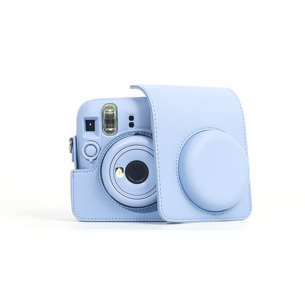 Vintage Leather Magnetic Closure Camera Bag for Instax Mini 13/12/11 Cameras, Portable Solid Color Protective Pouch