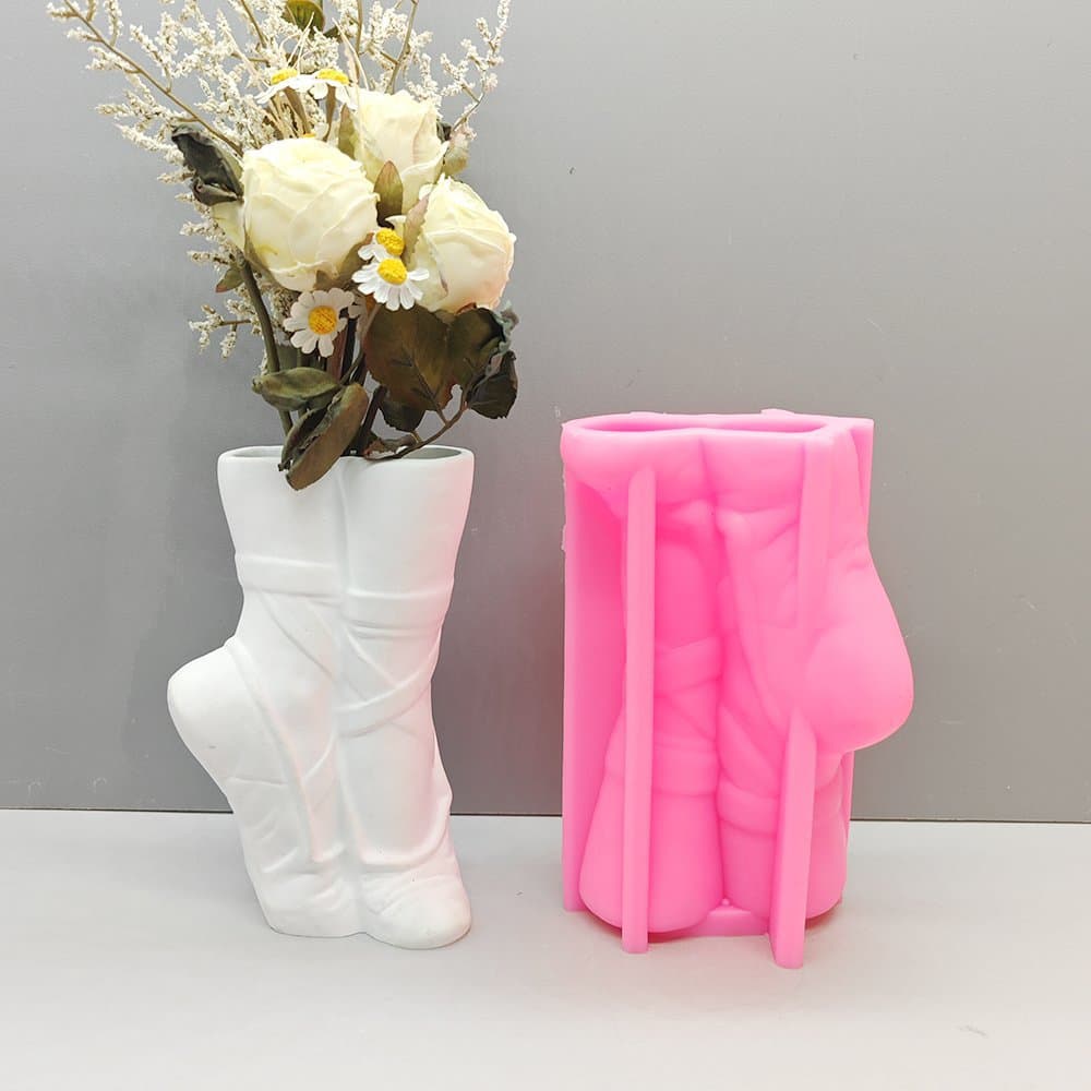 Narrow Ballet Flat Shape Aromatherapy Candle Mold, Artistic Design Unique Plaster Vase Decor Silicone Mold