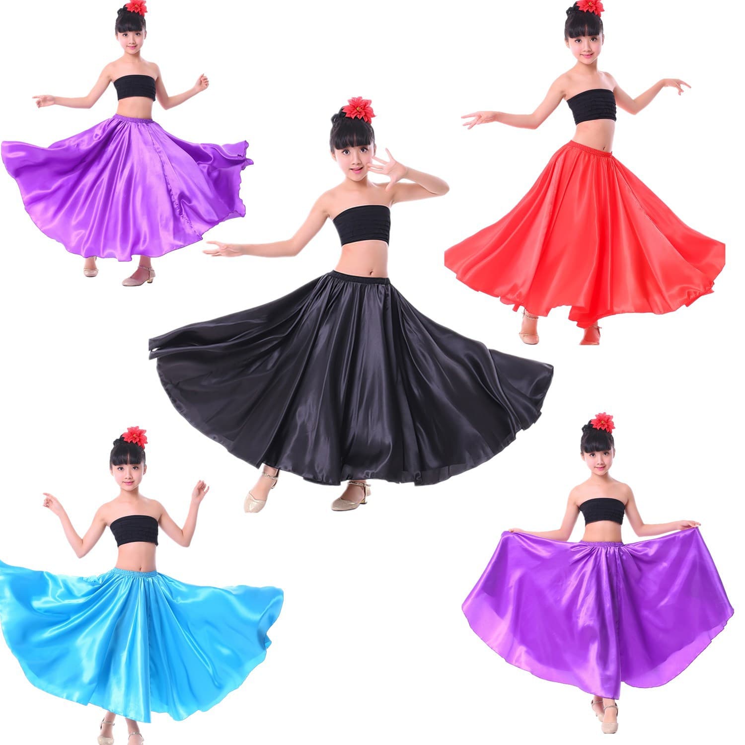 Children's Performance Costume Spanish Bullfighting Dance Skirt Large Swing Skirt Opening Dance Skirt Stage Performance Costume Female