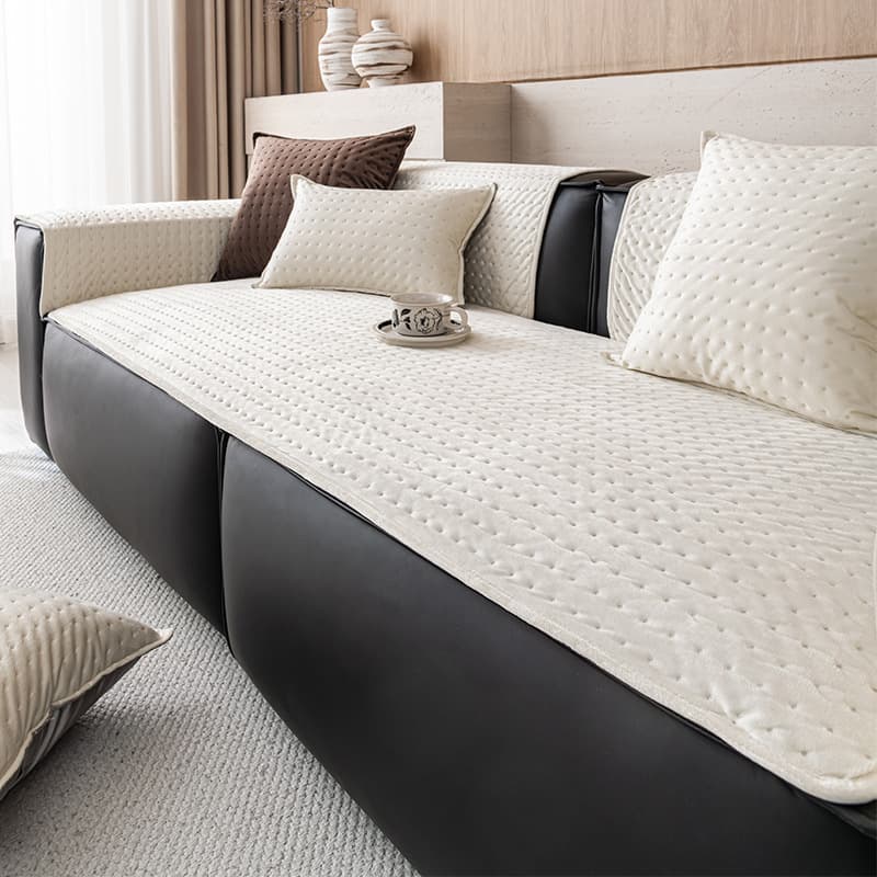 Retro style four seasons sofa cushion 2026 new summer high-end anti-slip cover cloth one-piece straight seat cushion cover