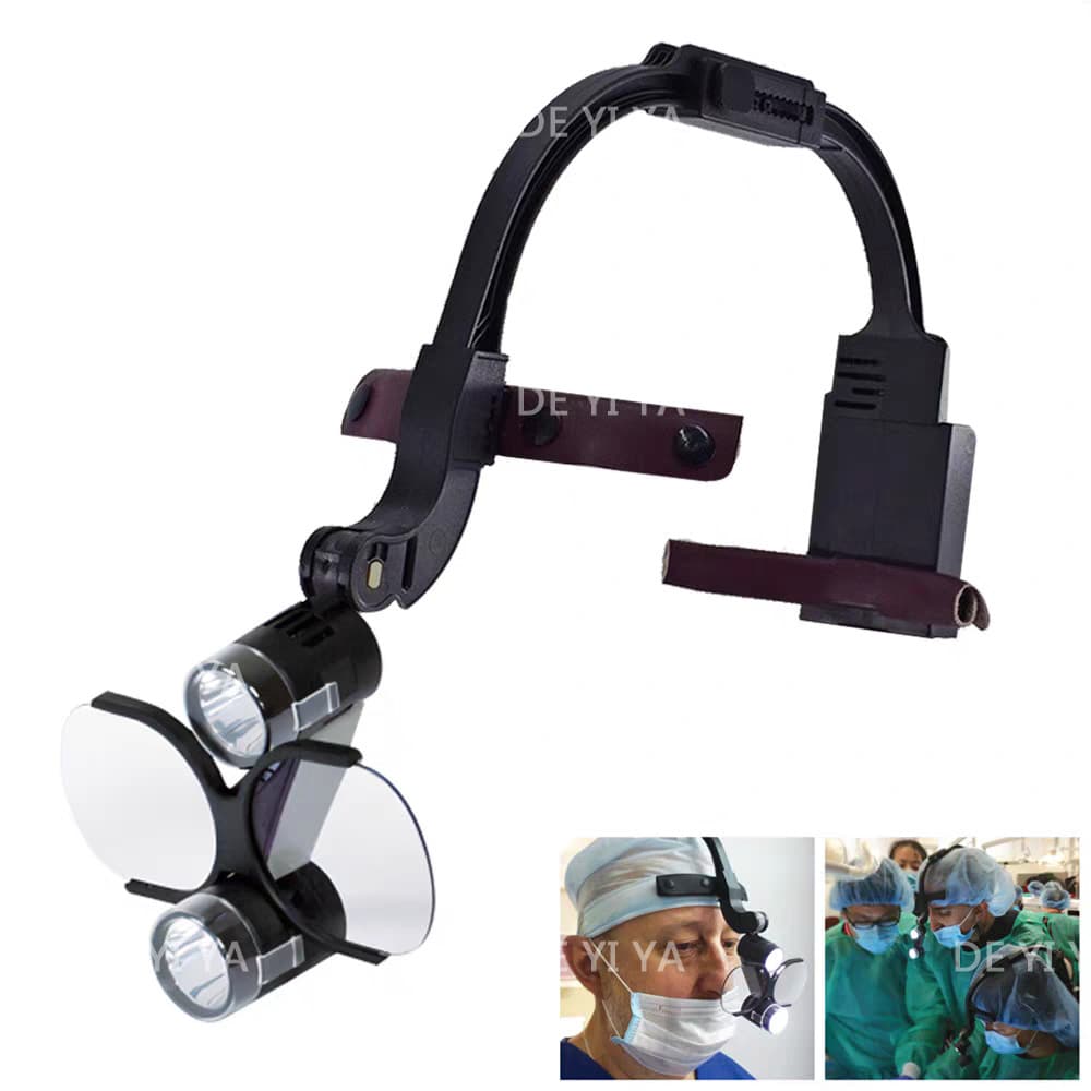 Dental headlight binocular magnifying glass 2.5X/3.5X head-mounted oral examination light cosmetic surgery headband lighting