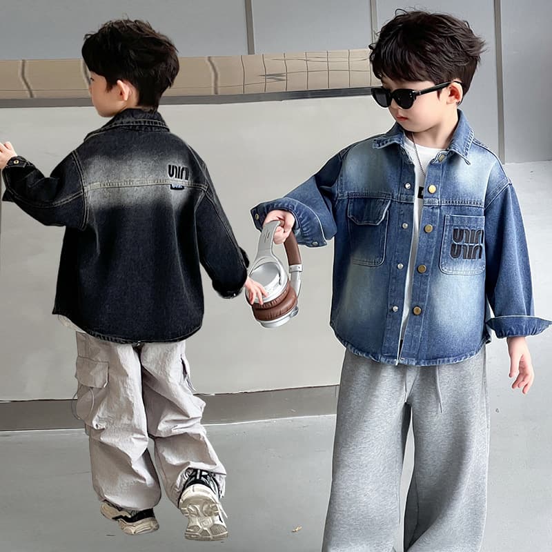 Boys Spring/Autumn Denim Shirt 2026 Spring New Jacket, Loose Fit, Stylish and Versatile Shirt for Older Boys