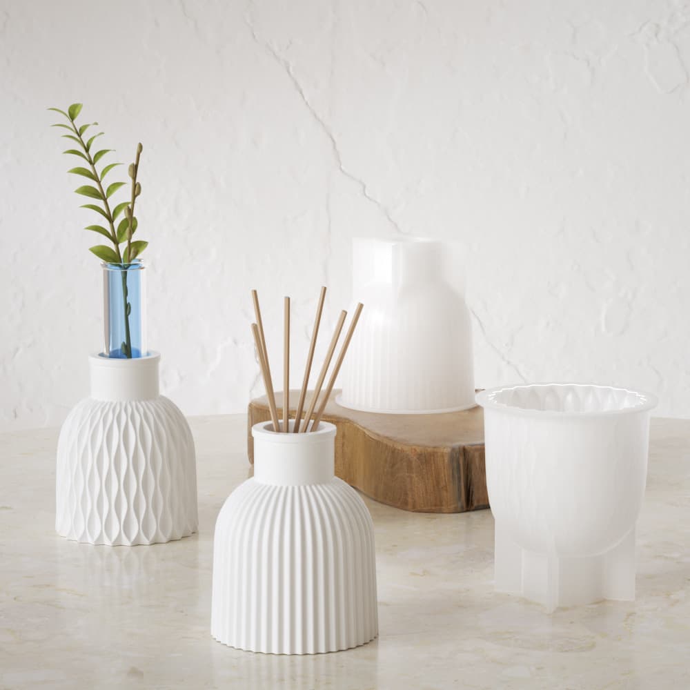 Nordic Creative Test Tube Branch Flower Vase Mold Water Ripple Round Striped Silicone Mold Wholesale