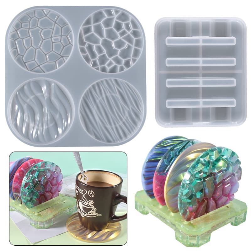 Yumeiren DIY Crystal Epoxy Resin Mold Four-Connected Wave Coaster Display Stand Silicone Mold Manufacturer Recommended