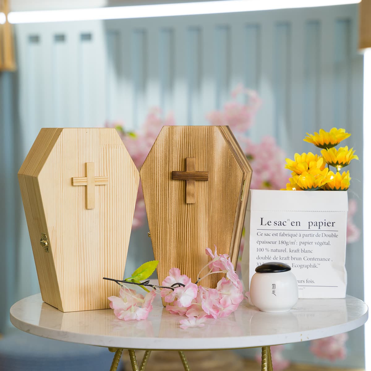 Wooden Pet Urn, Pet Memorial Supplies, Cat and Dog Funeral Flip-Top Urn Memorial Box