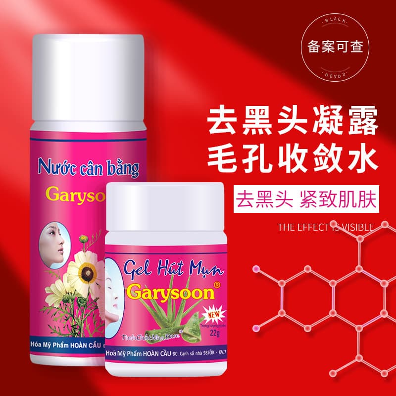 Vietnam Garysoon Blackhead Removal Water with Aloe Vera, Peel-off Nose Strips for Pig Nose, Pore Minimizing Set